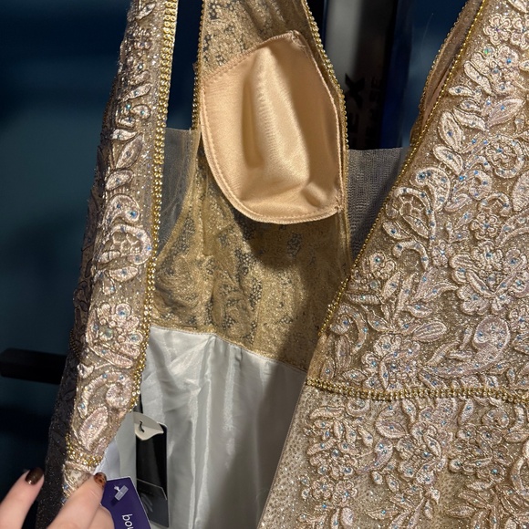 Gold & Silver Sparkle Prom Dress - Picture 4 of 6